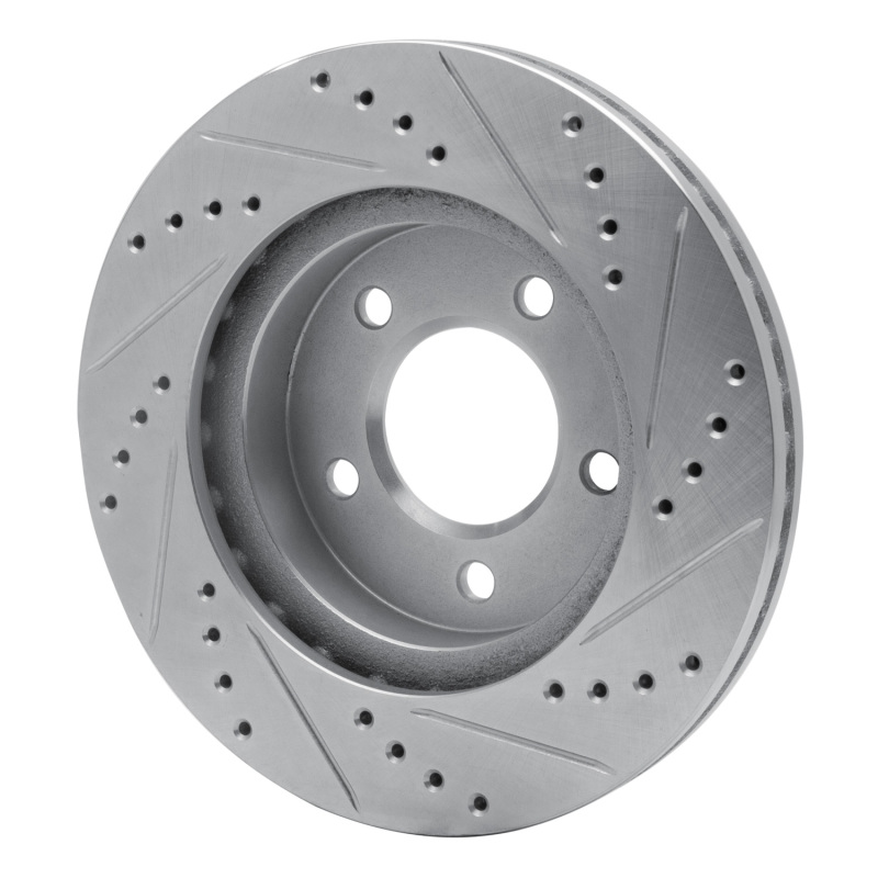 Chrysler LHS Brake Rotor (1) - Front Left - R1 Concepts - Drilled & Slotted - Silver - `98-`00
